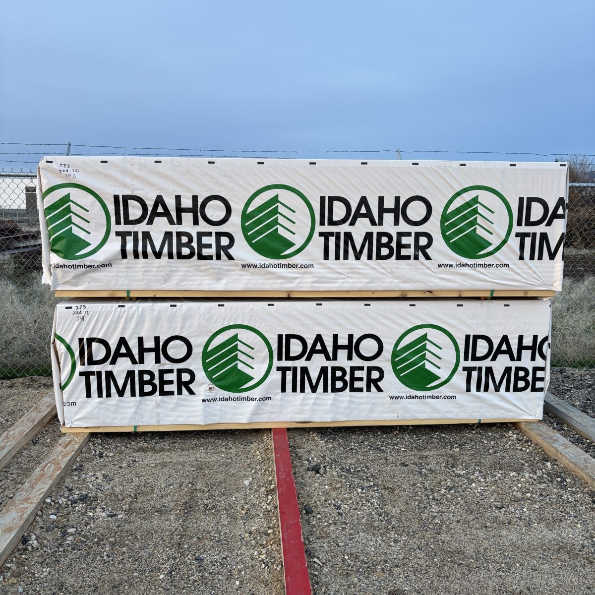 2×4×10′ #2 kiln-dried hem-fir lumber stacked in bunks at our Boise lumberyard